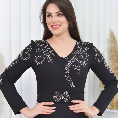 202397 TOPTAN SİYAH ABİYE toptan bayan giyim