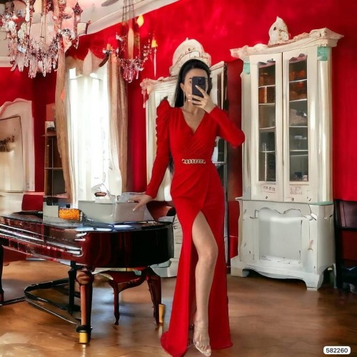 202462 TOPTAN KIRMIZI ABİYE toptan bayan giyim