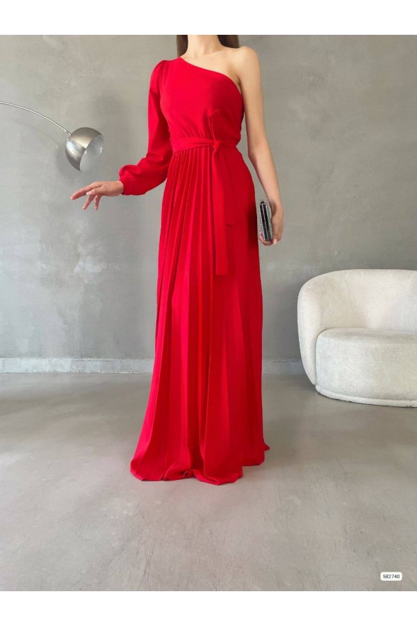202496 أحمر فستان المساء