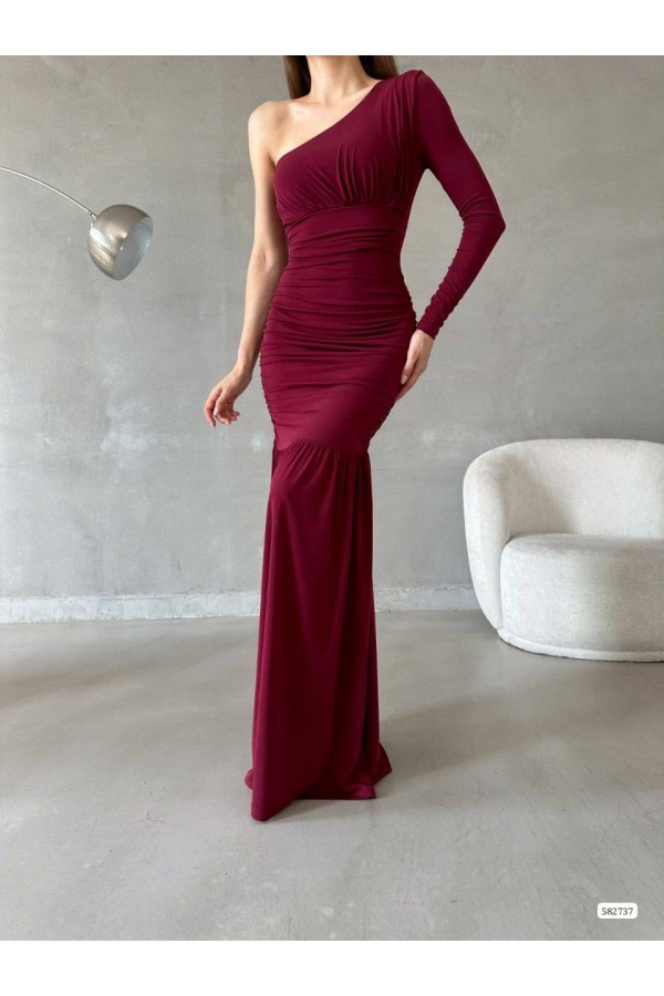 202502 burgundy Evening dress