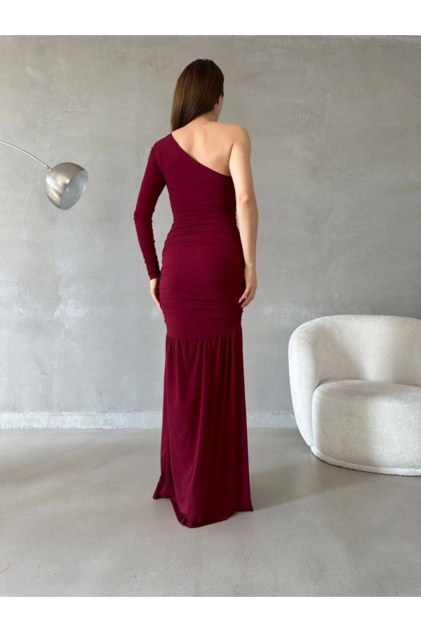 202502 burgundy Evening dress