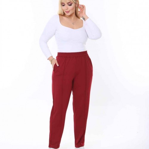 202769 TOPTAN BORDO PANTOLON toptan bayan giyim