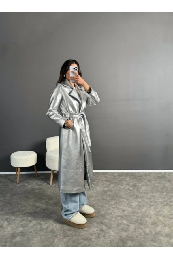 203163 silver TRENCH COAT
