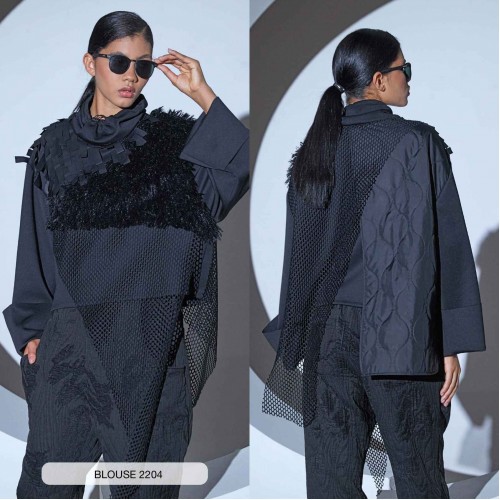 203256 TOPTAN SİYAH BLUZ toptan bayan giyim