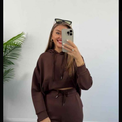 203405 TOPTAN KAHVE EŞOFMAN TAKIM toptan bayan giyim