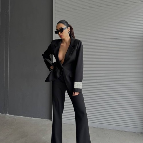 203794 TOPTAN SİYAH PANTOLON TAKIM 203794 TOPTAN SİYAH PANTOLON TAKIM toptan bayan giyim