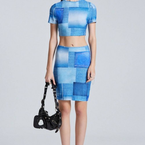 204245 TOPTAN MAVİ ETEK TAKIM toptan bayan giyim