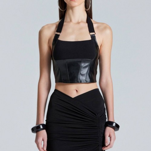 204303 TOPTAN SİYAH CROP toptan bayan giyim