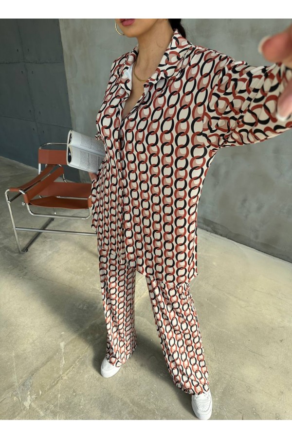204396 patterned Pants suit