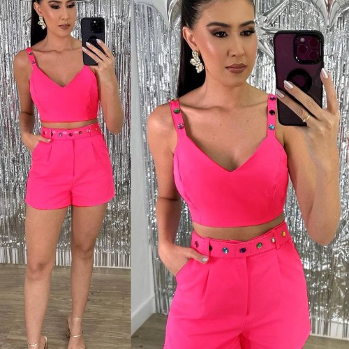 204562 TOPTAN FUŞYA ŞORT TAKIM toptan bayan giyim