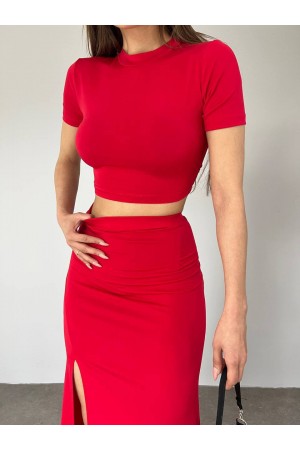 204698 red Skirt