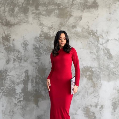 204805 TOPTAN KIRMIZI ELBİSE 204805 TOPTAN KIRMIZI ELBİSE toptan bayan giyim