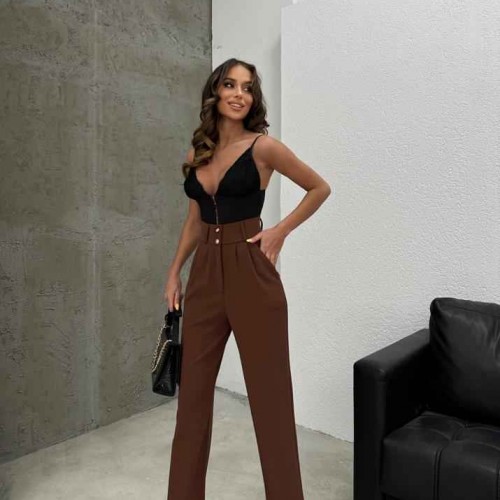 205132 TOPTAN KAHVE PANTOLON 205132 TOPTAN KAHVE PANTOLON toptan bayan giyim