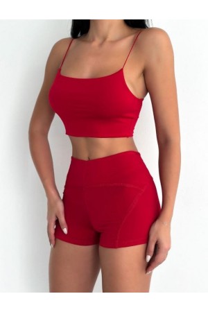 205142 red Shorts suit