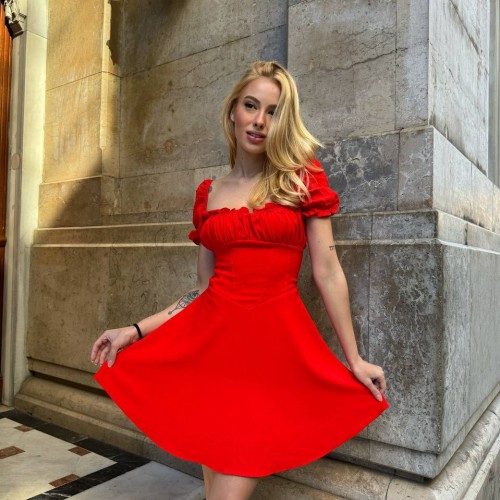 205195 TOPTAN KIRMIZI ELBİSE 205195 TOPTAN KIRMIZI ELBİSE toptan bayan giyim