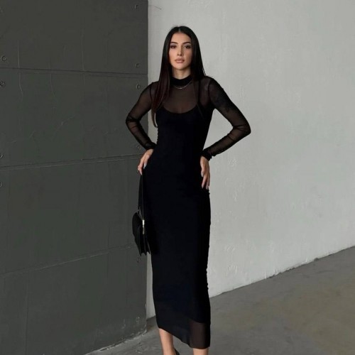 205274 TOPTAN SİYAH ELBİSE toptan bayan giyim