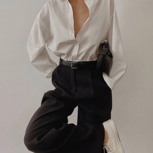 205285 TOPTAN BEYAZ GÖMLEK toptan bayan giyim