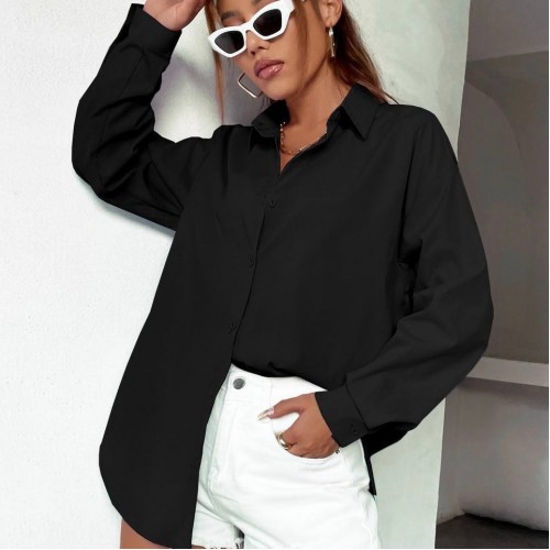 205286 TOPTAN SİYAH GÖMLEK toptan bayan giyim