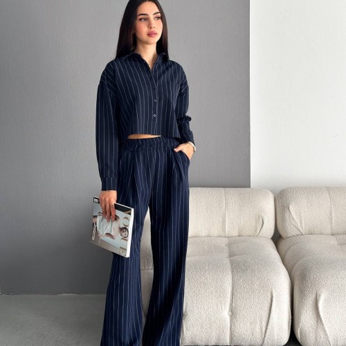 205340 TOPTAN LACİVERT PANTOLON TAKIM toptan bayan giyim