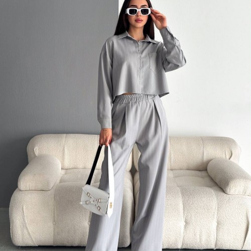 205341 TOPTAN GRİ PANTOLON TAKIM toptan bayan giyim