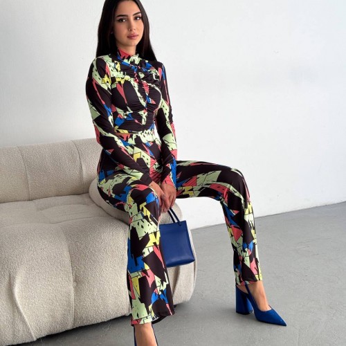 205347 TOPTAN DESENLİ PANTOLON TAKIM toptan bayan giyim