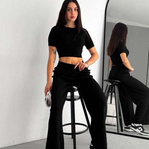 205354 TOPTAN SİYAH PANTOLON TAKIM 205354 TOPTAN SİYAH PANTOLON TAKIM toptan bayan giyim