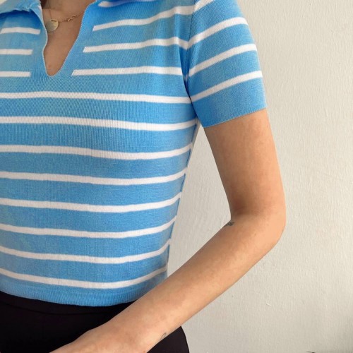 205370 TOPTAN ÇİZGİLİ BLUZ toptan bayan giyim