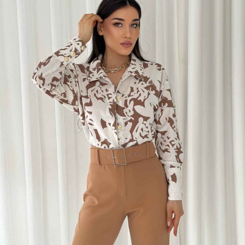 205473 TOPTAN DESENLİ GÖMLEK toptan bayan giyim