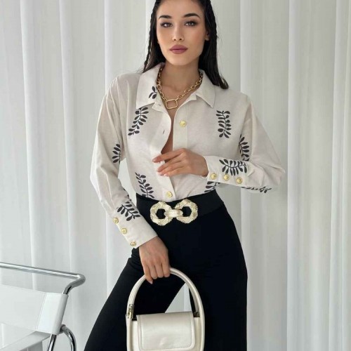 205475 TOPTAN DESENLİ GÖMLEK toptan bayan giyim