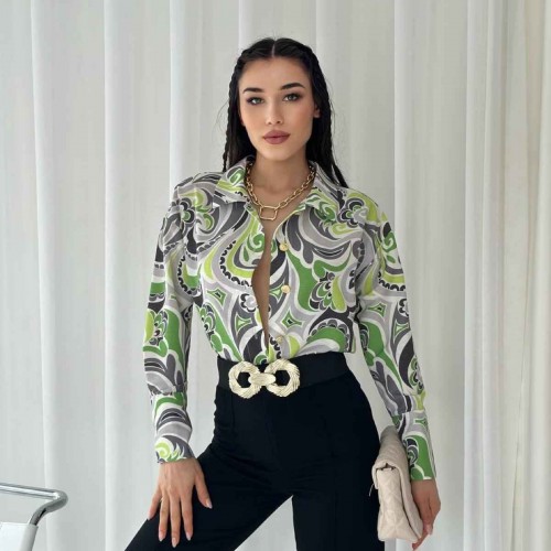 205476 TOPTAN DESENLİ GÖMLEK toptan bayan giyim