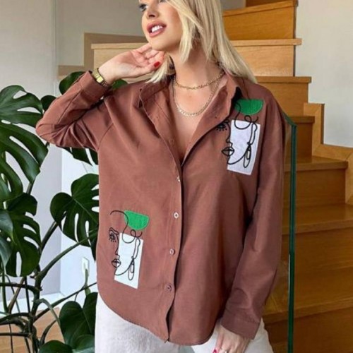 205579 TOPTAN KAHVE GÖMLEK 205579 TOPTAN KAHVE GÖMLEK toptan bayan giyim