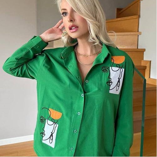 205581 TOPTAN YEŞİL GÖMLEK toptan bayan giyim