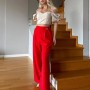 205586 TOPTAN KIRMIZI PANTOLON toptan bayan giyim