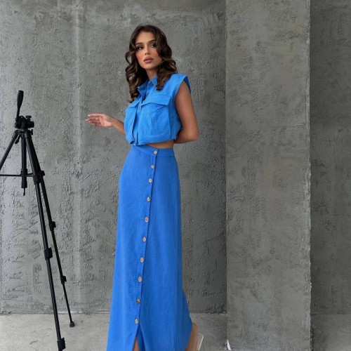 205658 TOPTAN MAVİ ETEK TAKIM toptan bayan giyim