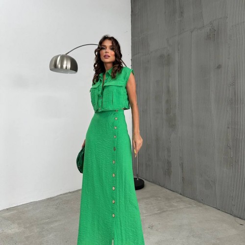 205660 TOPTAN YEŞİL ETEK TAKIM toptan bayan giyim