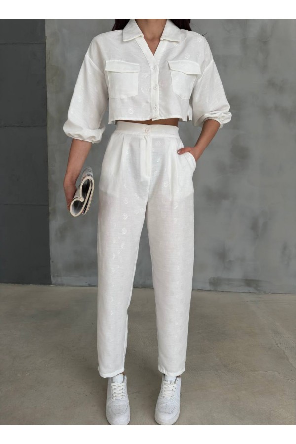 206577 white Pants suit