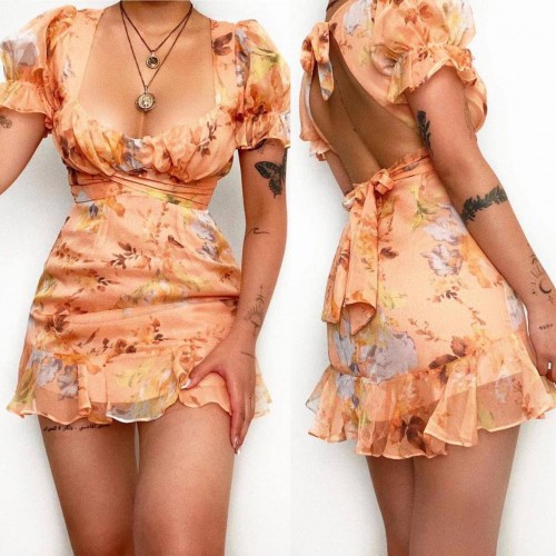 207272 TOPTAN DESENLİ ELBİSE toptan bayan giyim