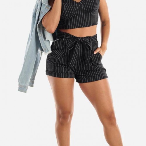 207379 TOPTAN SİYAH ŞORT TAKIM toptan bayan giyim