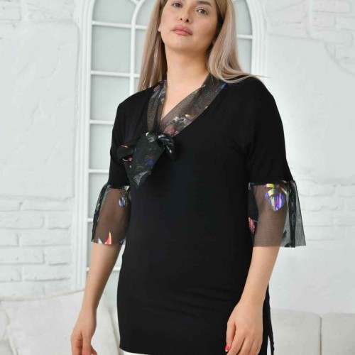 207422 TOPTAN SİYAH BLUZ toptan bayan giyim