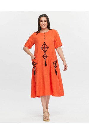 207897 البرتقالي فستان