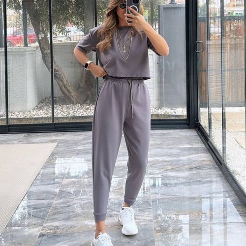 207978 TOPTAN GRİ EŞOFMAN TAKIM toptan bayan giyim