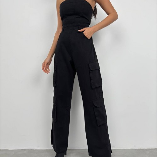 208171 TOPTAN SİYAH TULUM toptan bayan giyim