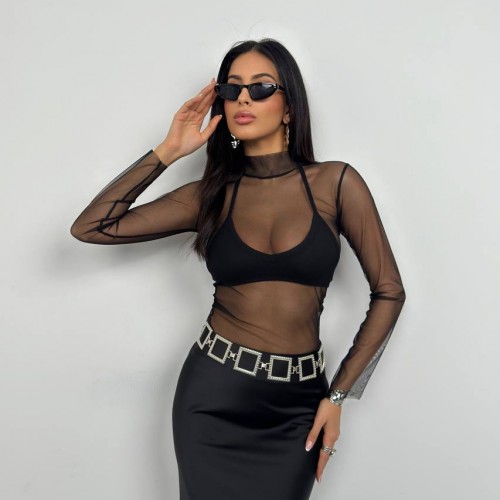 208183 TOPTAN SİYAH BLUZ toptan bayan giyim