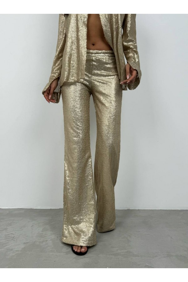 208253 gold TROUSERS