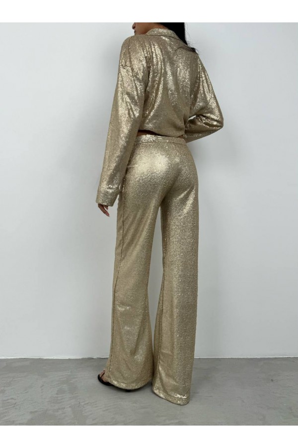 208253 gold TROUSERS