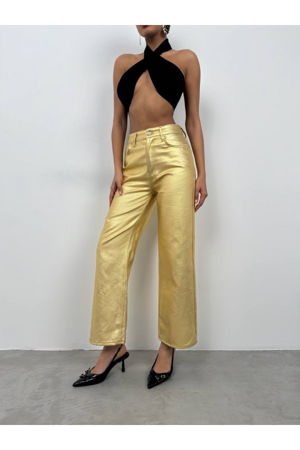 208255 gold TROUSERS