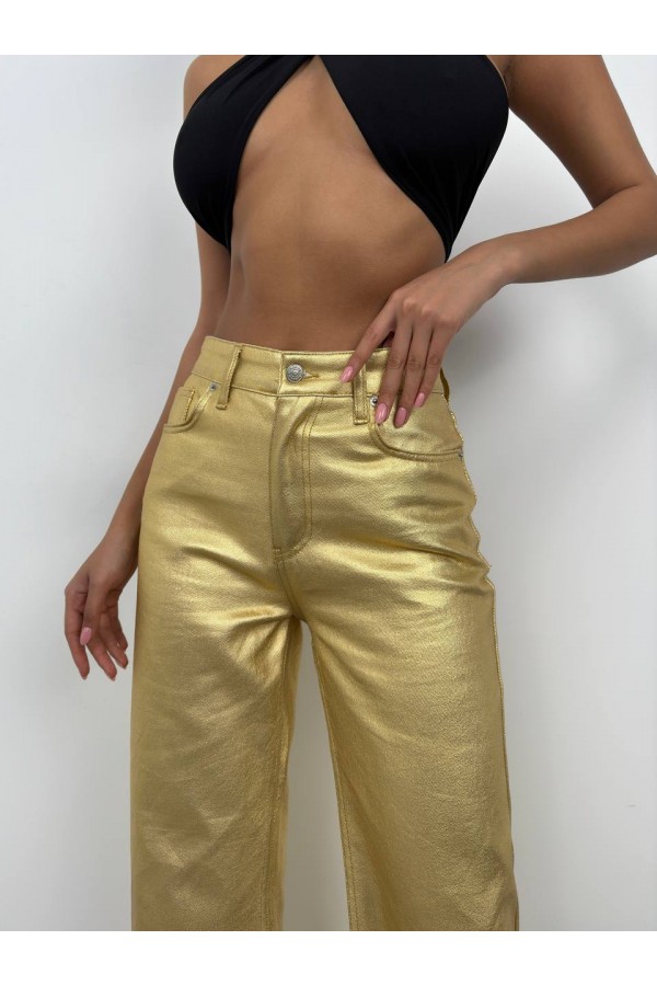 208255 gold TROUSERS