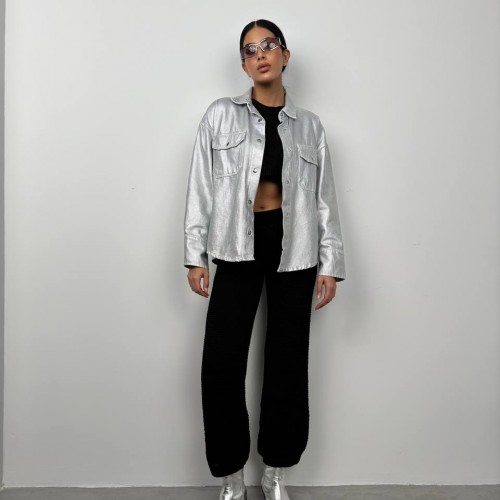 208313 TOPTAN GÜMÜŞ CEKET toptan bayan giyim