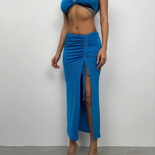 208355 TOPTAN MAVİ ETEK TAKIM toptan bayan giyim