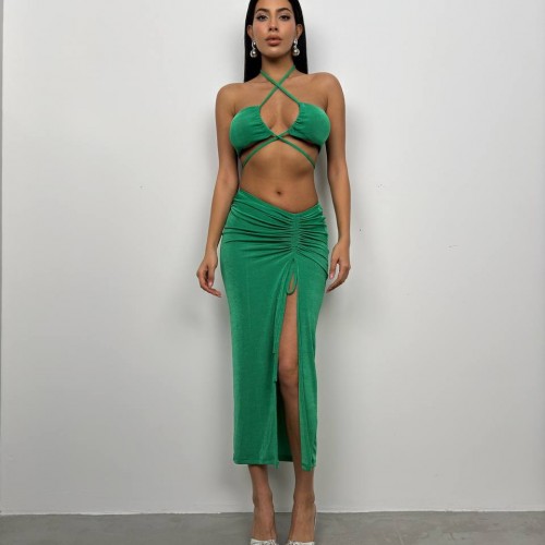 208356 TOPTAN YEŞİL ETEK TAKIM toptan bayan giyim